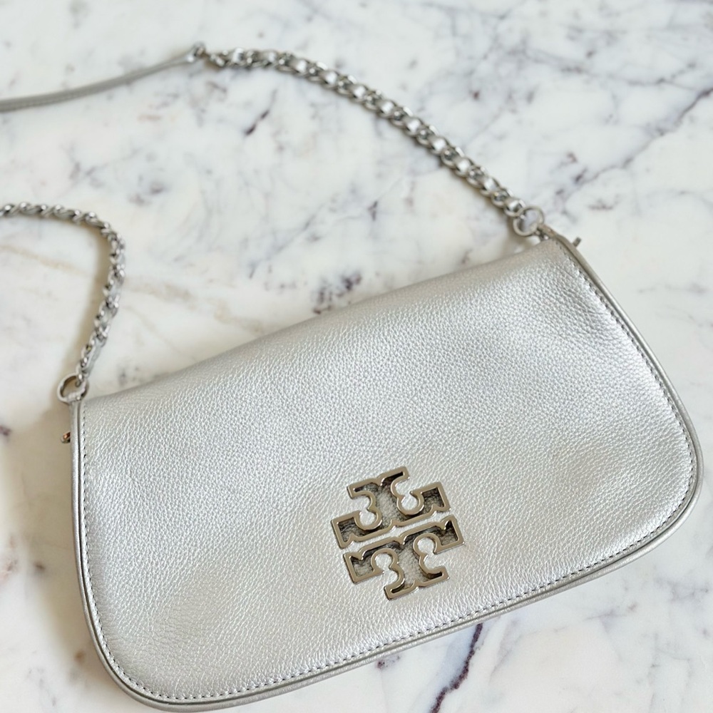 Tory Burch Silver Crossbody Chain Shoulder Bag